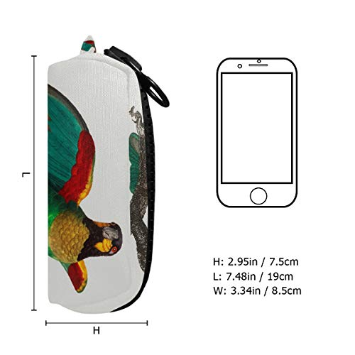 Estuche de lona para lápices con cremallera para la escuela de loro con mejillas naranjas para niños, bolsa de gran capacidad para maquillaje, cosméticos, oficina, bolsa de viaje