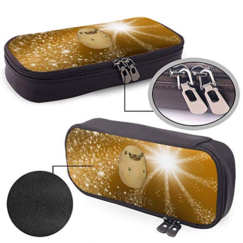 Estuche para lápices de cuero Pugtato con nariz de barro amasado, estuche para lápices de gran capacidad para oficina de collage de escuela secundaria