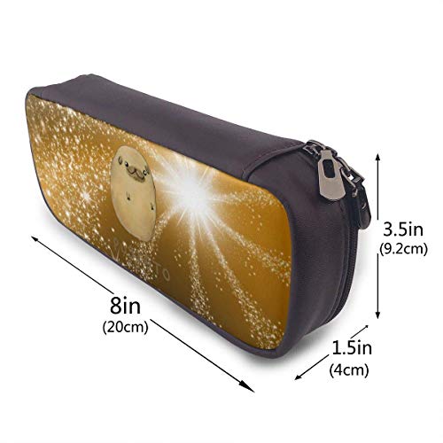 Estuche para lápices de cuero Pugtato con nariz de barro amasado, estuche para lápices de gran capacidad para oficina de collage de escuela secundaria