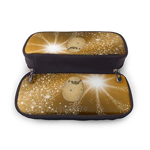 Estuche para lápices de cuero Pugtato con nariz de barro amasado, estuche para lápices de gran capacidad para oficina de collage de escuela secundaria