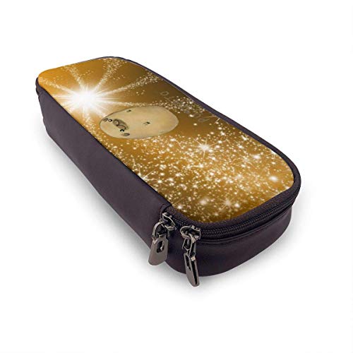 Estuche para lápices de cuero Pugtato con nariz de barro amasado, estuche para lápices de gran capacidad para oficina de collage de escuela secundaria