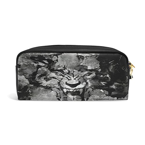 Estuche para lápices, diseño de tigre frío, bolsa de maquillaje de viaje de gran capacidad, piel impermeable, 2 compartimentos para niñas, niños, mujeres y hombres