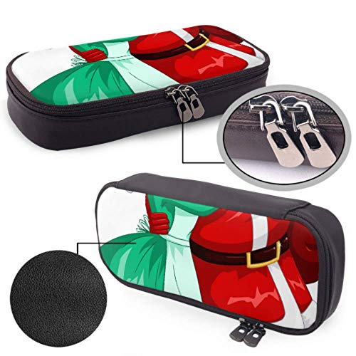 Estuche para lápices Estuche para lápices de gran capacidad Estuche para lápices grande Estuche para maquillaje para escuela adolescente, Sra. Claus besa a Santa en la mejilla y abrazos