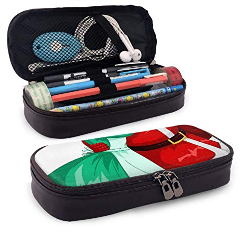 Estuche para lápices Estuche para lápices de gran capacidad Estuche para lápices grande Estuche para maquillaje para escuela adolescente, Sra. Claus besa a Santa en la mejilla y abrazos