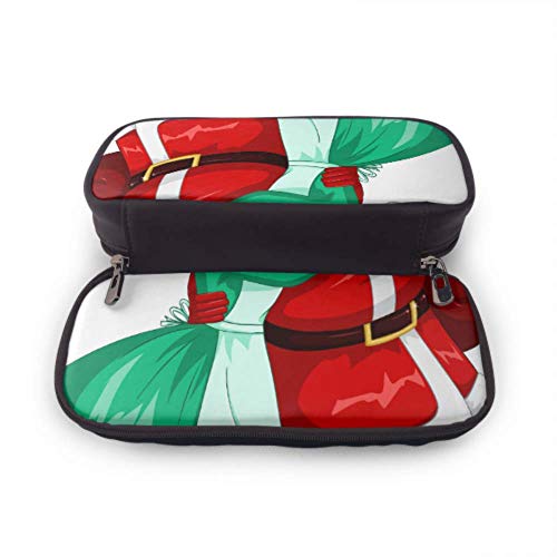 Estuche para lápices Estuche para lápices de gran capacidad Estuche para lápices grande Estuche para maquillaje para escuela adolescente, Sra. Claus besa a Santa en la mejilla y abrazos