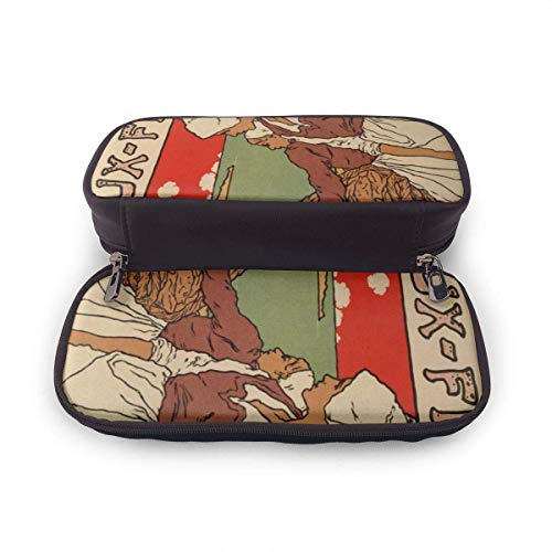 Estuche para lápices publicitario de peces de mar francés vintage, estuche para lápices, organizador de papelería, oficina escolar, bolsa de maquillaje multifunción