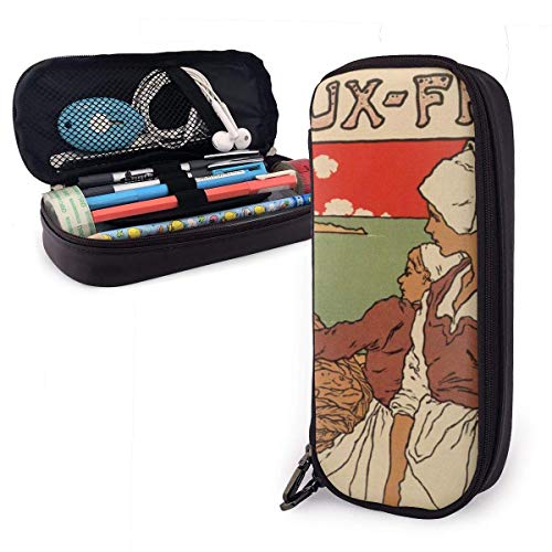 Estuche para lápices publicitario de peces de mar francés vintage, estuche para lápices, organizador de papelería, oficina escolar, bolsa de maquillaje multifunción