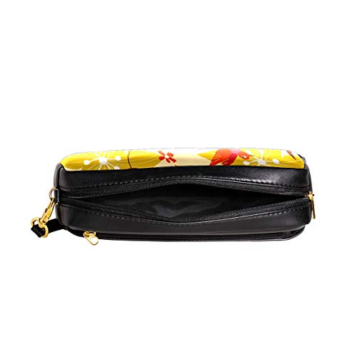 Estuche Retro Spirng Floral Bird Patrón Pluma Caja De Cuero PU Bolsa De La Bolsa De La Escuela De Papelería Suministros De Viaje Cosmético Bolsa De Maquill