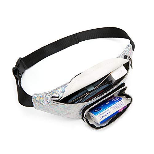 Estwell Riñonera Mujer Hombre Running Cinturón Impermeable Riñoneras de Moda Ajustable Brillante Bolsas de Cintura para Viaje Correr Ciclismo Paseo, Rosa