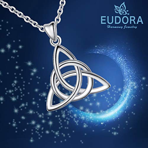 EUDORA Bisuteria Mujer Plata de ley S925, Nudo Celta Trinidad Afortunado Collares Mujer, Colgantes Regalos Originales para Mujer Niña Esposa Hermana La novia, 18" (45,7cm)