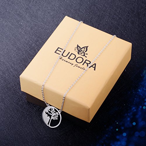 EUDORA Colgante Mujer Árbol de la vida, Colgante de Nudo Celta Árbol de la vida Plata de ley S925, Collar de Encanto de la Suerte Regalos Originales para Mujer Hermana Niña, 18"