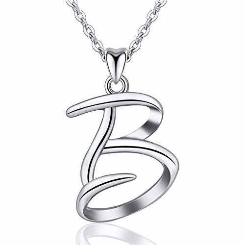 Eudora Colgantes Iniciales Letras Collares Mujer Plata de Ley 925, Bisuteria Mujer Iniciales Regalos Originales para Mujer Hermana Madres, 45,7cm
