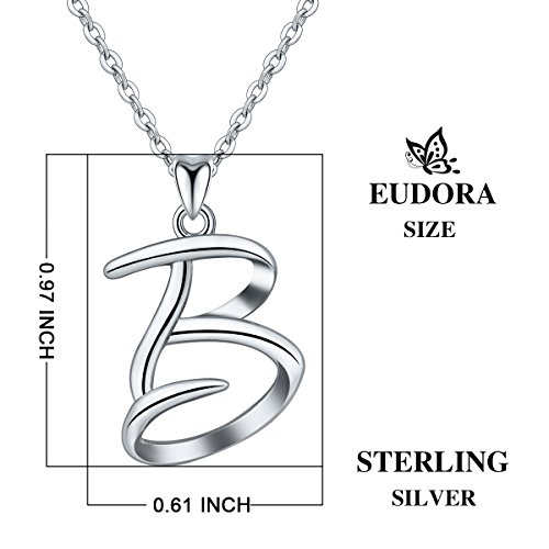 Eudora Colgantes Iniciales Letras Collares Mujer Plata de Ley 925, Bisuteria Mujer Iniciales Regalos Originales para Mujer Hermana Madres, 45,7cm