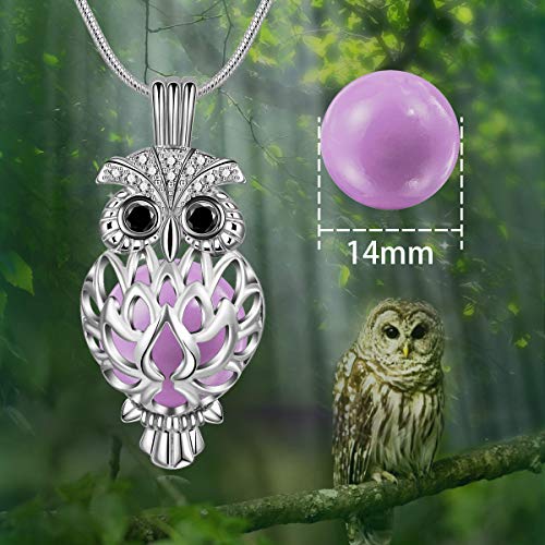 EUDORA Harmony Ball Búho Bisuteria Collares de Mujer, Llamador de Angeles, Colgantes de Mujer Regalos Originales para Mujer Niña Esposa La Novia Hermana, 61cm (Orchid)