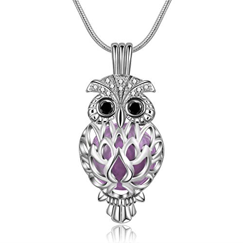 EUDORA Harmony Ball Búho Bisuteria Collares de Mujer, Llamador de Angeles, Colgantes de Mujer Regalos Originales para Mujer Niña Esposa La Novia Hermana, 61cm (Orchid)