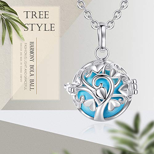 EUDORA Harmony Ball Llamador de Angeles Embarazada, Arbol de la Vida Colgantes Mujer Carillón Música Cadena con Colgante de Bola Relicarios de la Campana de Regalo del día de la Madre