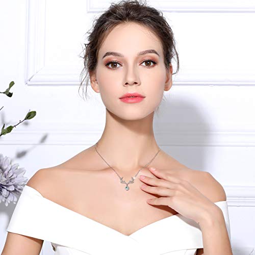 EUDORA Te Amo en 100 Idiomas Bisutería Mujer Plata de ley S925, Cornamenta Collar de Mujer Proyección Micro Tallado, Regalos Originales para Madre Hija Novia