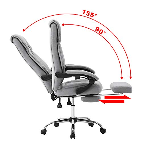 EUGAD Silla Escritorio Tela Silla Gamer Silla de Oficina Silla Gaming de Ergonómica Taburete de Escritorio Gaming Silla Gris Claro