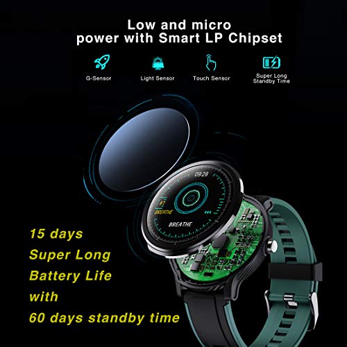 EUMI SmartWatch Reloj Inteligente IP68, Varias Interfaces Definidas Información Meteorológica Oxígeno en Sangre Ejercicios Respiratorios Medición de brazadas 8 Modalidades de Deporte para Andriod iOS