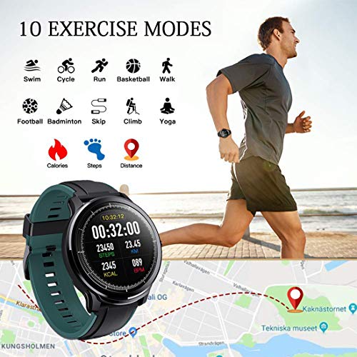 EUMI SmartWatch Reloj Inteligente IP68, Varias Interfaces Definidas Información Meteorológica Oxígeno en Sangre Ejercicios Respiratorios Medición de brazadas 8 Modalidades de Deporte para Andriod iOS