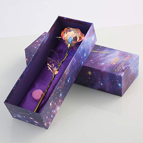 Eurobuy Hoja de Oro 24K Rosa, Foil Ramo de Rosas Artificiales Coloridas, Regalo Romántico único para el día de San Valentín, Aniversario, día de la Madre, Regalo de Cumpleaños