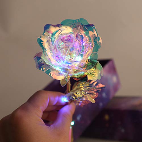 Eurobuy Hoja de Oro 24K Rosa, Foil Ramo de Rosas Artificiales Coloridas, Regalo Romántico único para el día de San Valentín, Aniversario, día de la Madre, Regalo de Cumpleaños