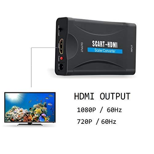 Euroconector a HDMI, GANA Scart a HDMI Convertidor 1080P Scart to HDMI Adaptador 60Hz HD para HDTV STB Xbox PS3 Sky DVD BLU-Ray