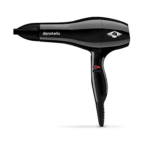 EUROMATIC Secador Pelo Profesional 2200 W, Silencioso y Ligero, 3 Velocidades de Secado, Permite Secado en Caliente o Frío, Incluye 1 Boquilla Grande y 1 Pequeña, Diseño Italiano