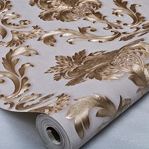 Europeo PVC estilo profundo patrón de textura en relieve tallado en relieve oro papel pintado decoración impermeable dorado papel pintado para dormitorio salón fondo decoración para el hogar