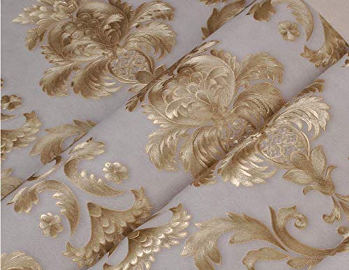 Europeo PVC estilo profundo patrón de textura en relieve tallado en relieve oro papel pintado decoración impermeable dorado papel pintado para dormitorio salón fondo decoración para el hogar