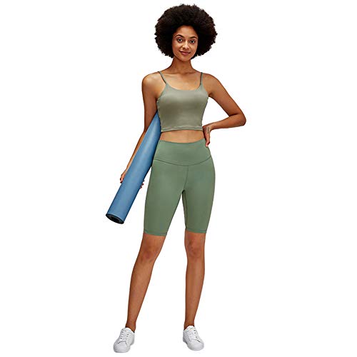 EVELIFE Pantalones Cortos Deportivos Mujer, Yoga Leggings Cortos Cintura Alta, Pantalón Cortos Yoga(Verde L)