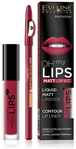 Eveline Eveline Oh! My Lips Matt Lip Kit Liquid Matt Lipstick And Contour Lip Liner 05 Rojo Pasion 50 g
