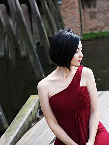 Ever-Pretty Vestidos de Noche Gasa Un Hombro Corte Imperio Plisado sin Mangas para Mujer Borgoña 42