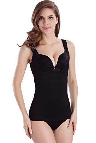 Everbellus Camiseta Moldeadora Faja Reductora de Abdomen y Cintura Body Shaper Efecto Push Up para Mujer Negro XL