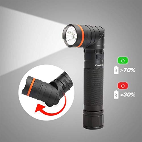 EverBrite Linterna LED USB Recargable Linterna UV Ultravioleta Faroles de Mano Alta Potencia Antorcha Multifunción Cabeza Giratoria 90° Base Magnetico Resistente al Agua IP65