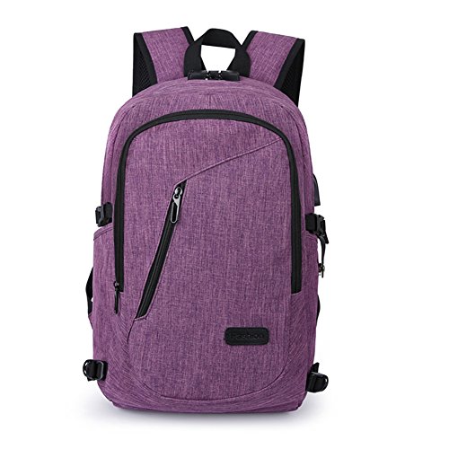 EverFabulous Mochila antirrobo, Mochila Daypack de 35L con Puerto de Carga USB Interfaz para Auriculares y Bloqueo con contraseña, Mochila Impermeable a Diario 12-16 Pulgadas(Púrpura)