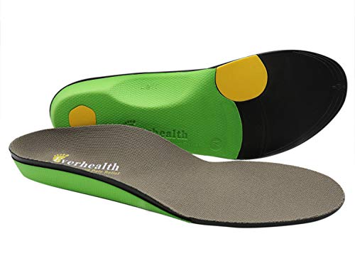 EVERHEALTH Plantillas Ortopédicas Suelas para Zapatos con Fuerte Soporte de Arco para la Fascitis Plantar/Pies Planos/Dolor en el Talón/Arco, Plantillas de Repuesto para Hombre y Mujere