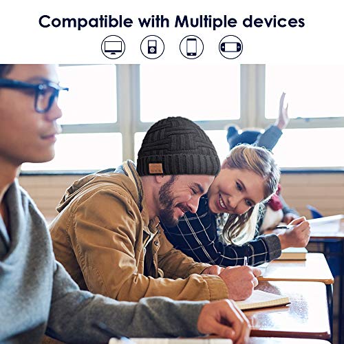 EVERSEE Bluetooth Beanie Hat, 5.0 Bluetooth Hat, Inalámbrico Auricular Gorro con estéreo HD y Mic Incorporado, Sombrero Lavable para Correr para Hombres Regalos, Hombres/Mujeres (Negro)