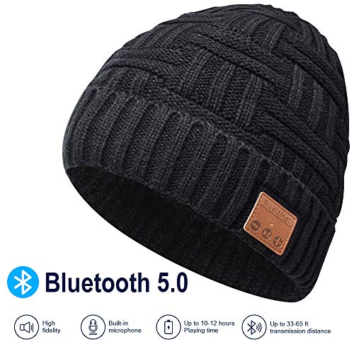 EVERSEE Bluetooth Beanie Hat, 5.0 Bluetooth Hat, Inalámbrico Auricular Gorro con estéreo HD y Mic Incorporado, Sombrero Lavable para Correr para Hombres Regalos, Hombres/Mujeres (Negro)