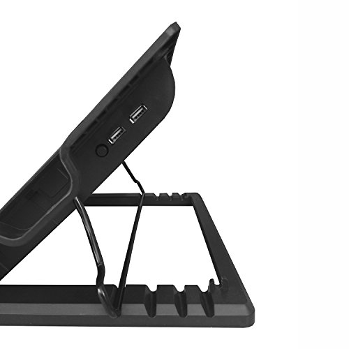 Ewent EW1258 Base de refrigeración para ordenador portátil de 12 a 17 pulgadas con 2 puertos USB, 1 ventiladores, luz LED azul, selección de angulo de vista