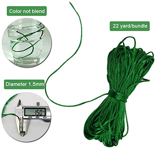 Ewparts 12 Paquetes 1.5mm Satin/Rattail Cuerda de Seda para Collar Pulsera cordón de Reborde para joyería Haciendo Accesorios, 20 Metros Cada uno (1.5mm)