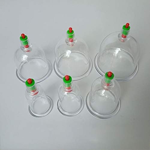 EXCEART 6Pcs Taza de Masaje de Plástico Ventosa China Juego de Ventosas de Músculos para La Parte Posterior Del Cuello Herramienta de Masaje Al Vacío de Punto de Acupuntura con Bola de