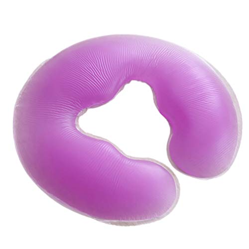 EXCEART Almohada de Silicona en Forma de U Masajeador Facial Almohadilla Almohadilla Spa Masaje Cojín para Salón Cuidado de La Piel Relax Púrpura