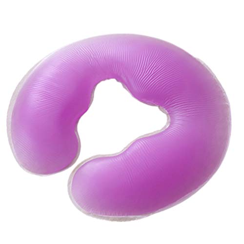EXCEART Almohada de Silicona en Forma de U Masajeador Facial Almohadilla Almohadilla Spa Masaje Cojín para Salón Cuidado de La Piel Relax Púrpura