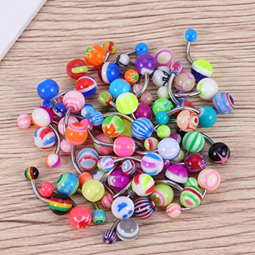 EXCEART Anillo de Lengüeta de 100 Piezas Bar Piercings de Anillo de Ombligo de Flexión Recta de Acero Inoxidable para Mujeres