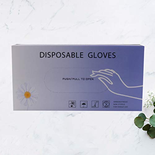 EXCEART Guantes Desechables Empaquetados en Caja Guantes Protectores de Seguridad Estériles Guante Transparente para Tatuaje de Cejas Labiales Adecuado para Ancho de Palma 8-9 Cm 50 Piezas Talla M