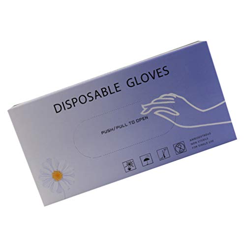 EXCEART Guantes Desechables Empaquetados en Caja Guantes Protectores de Seguridad Estériles Guante Transparente para Tatuaje de Cejas Labiales Adecuado para Ancho de Palma 8-9 Cm 50 Piezas Talla M