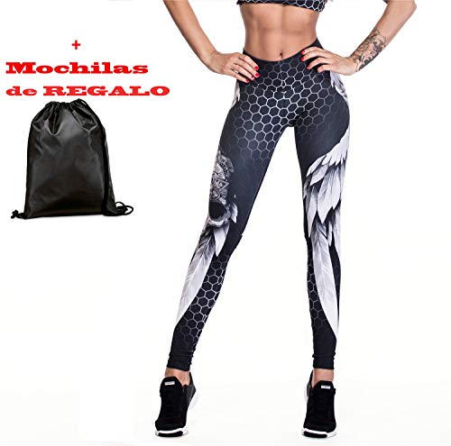 Excess Leggins Mujer Fitness Yoga Mallas Deportivo Pilates Running Gimnasio Maillot de Ciclismo Mochila Portatil de Regalos 3D Italiano push up de Fiesta Mujer Sexy Аlas Gris XS