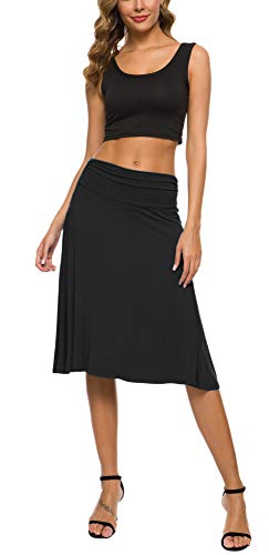 EXCHIC Falda de Yoga para Mujer con Mini Llamarada (S, Negro)