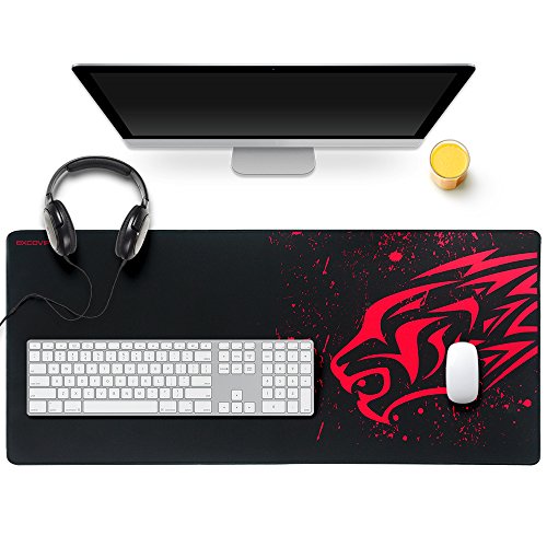 EXCO Mousepad XXL Gaming 900 * 400 * 2 mm, borde cosido, base de goma antideslizante, compatible con láser y ratón óptico